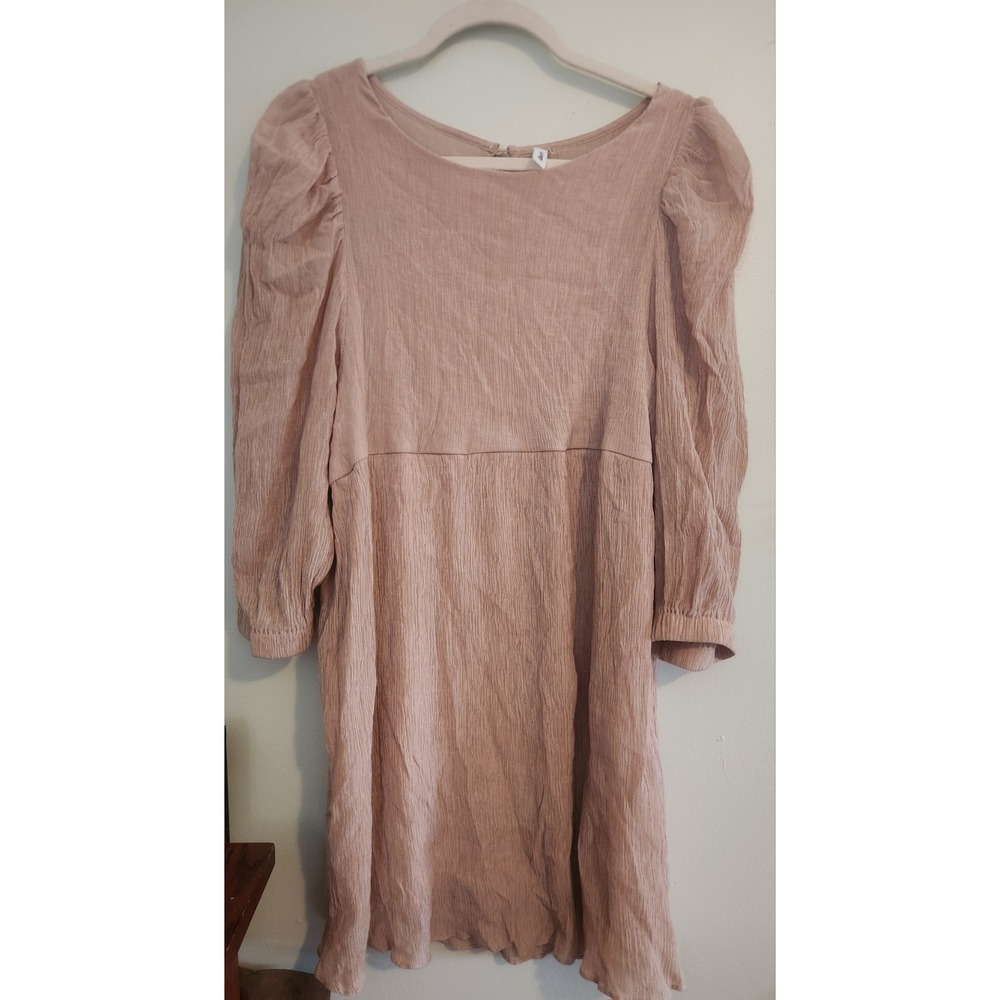 Womens Tan Glam Long Sleeve Short Dress Size Large